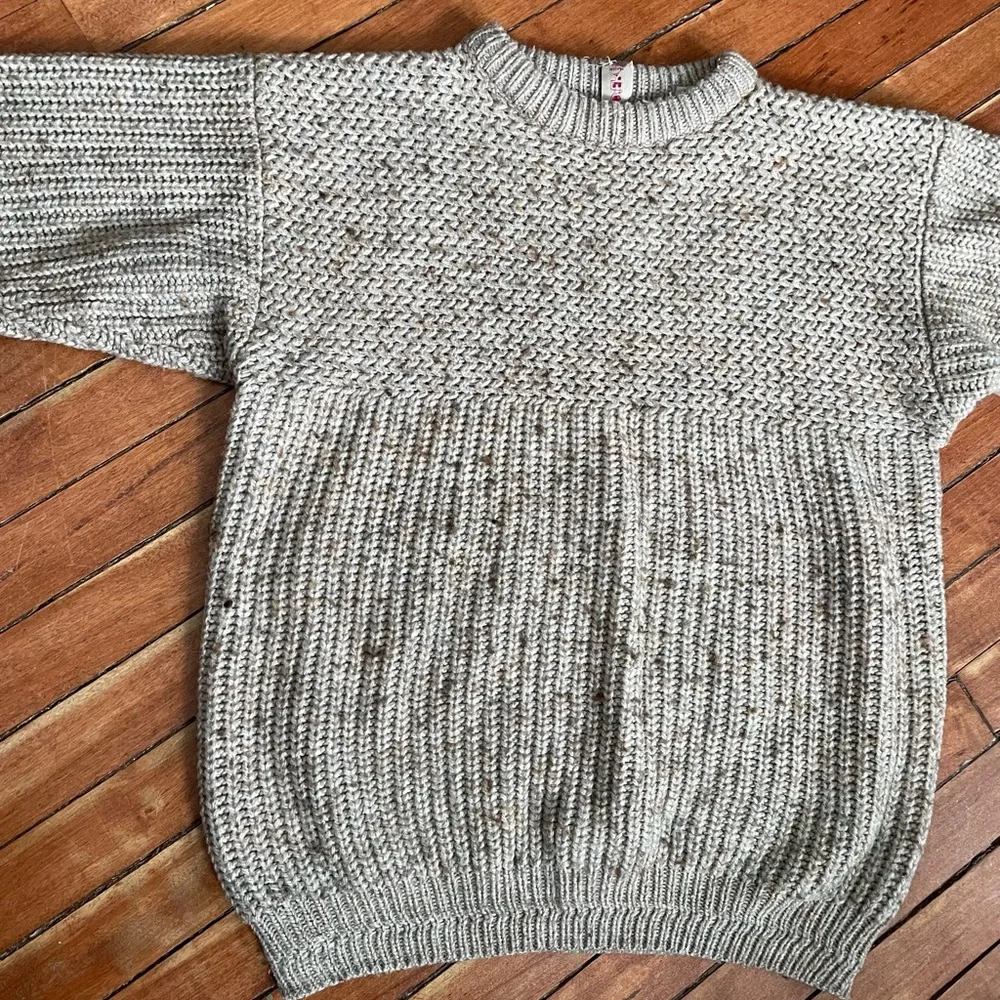 Vintage GRENADIER Mixed-Stitch Tweed Sweater | Oatmeal | Med - Picture 8 of 16